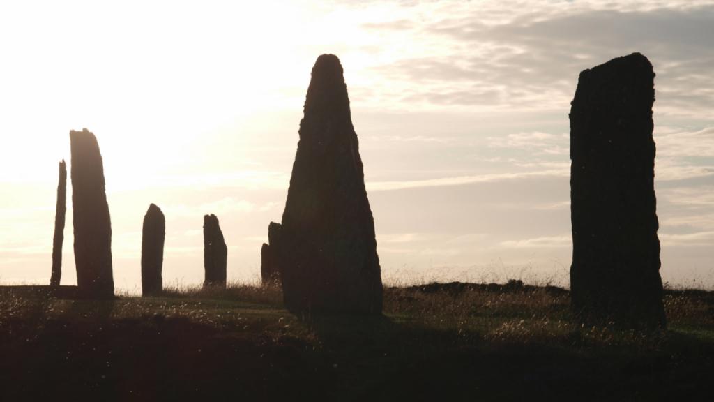 Megaliths of the Ring of Brodgar, Stenness, Orkney Islands in the evening sunshine